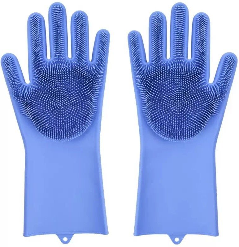 Starbust Multifunctional Magical Silicone Scrubbing and Cleaning Hand Gloves s01 Wet and Dry Glove  (Free Size)