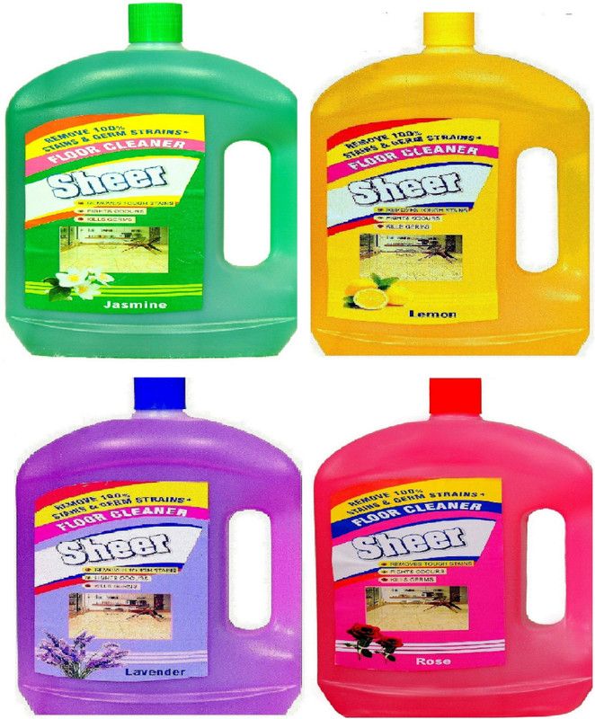 Sheer floor Cleaner and Disinfectant 8 Ltr (4X2Ltr) Rose,Lemon,Lavenders,Jasmine Lavender  (4 x 2000 L)