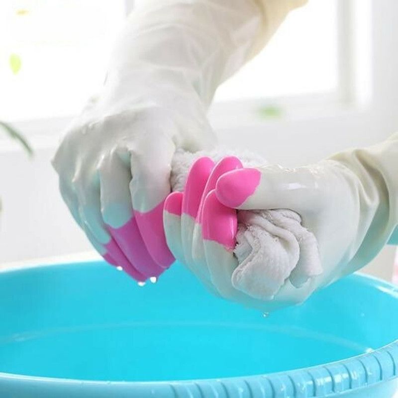RBGIIT Reusable Household Waterblock Gloves Dishwashing Bathroom Gardening Laundry Wet and Dry Glove Set  (Large Pack of 2)