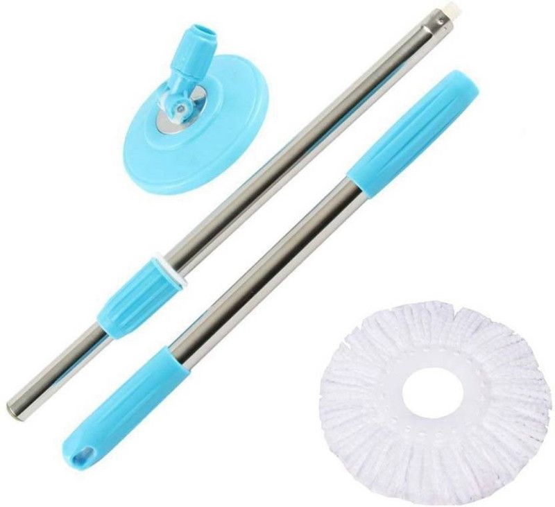 ROBMOB Magic Mop Stick , Mop Rod 360 Degree Rotating With 2 Refill Wet & Dry Mop  (Pink) String Mop  (Multicolor)