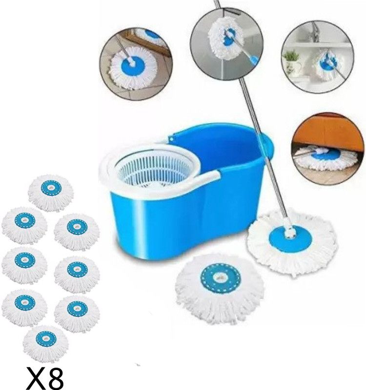 JOYNAA Spin Bucket Mop Set for Best 360 Degree Easy Magic Cleaning, With 8 Refill Mop Set