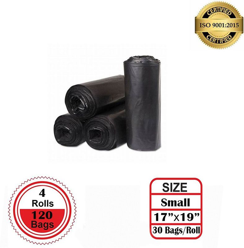 Trashcan Ro Clean-Biodegradable Garbage Bags (Small) Size 43 cm x 48 cm 4 Rolls (120 Bags) ( Black Color) Small 4 L Garbage Bag  (120Bag )