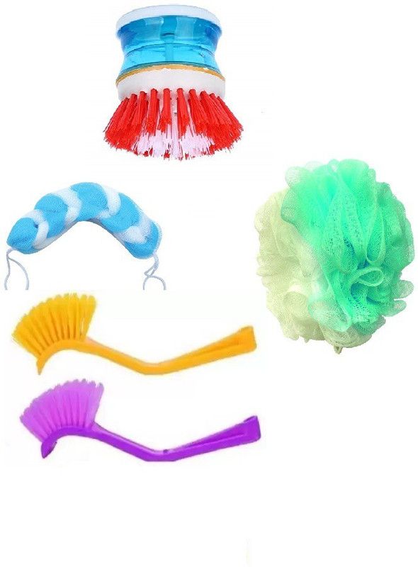 SP liquid soap dispenser Cleaning Brush Plastic Wet Brush Plastic Wet Brush WITH LONG AND SHORT LOOFAH TWO HANDLE BRUSH Cleaning Brush