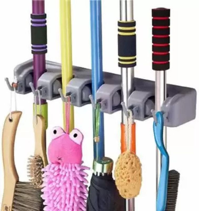 axiesh White Plastic Broom Holder  (5 Holders)