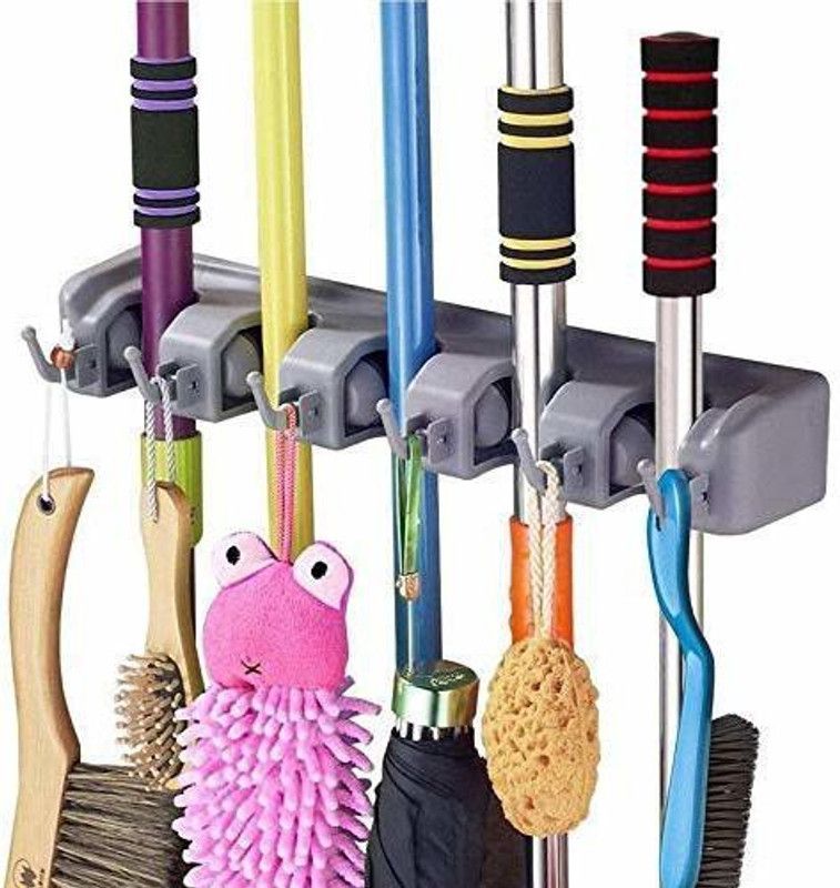 Eopzo Grey Plastic Broom Holder  (5 Holders)