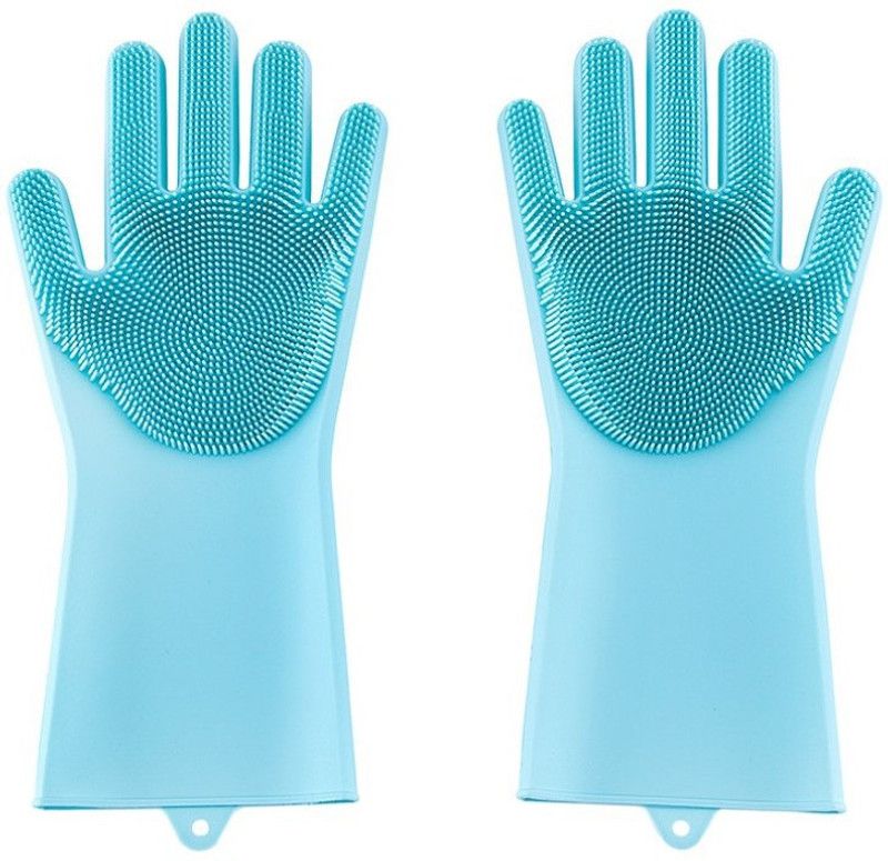 Pyzel Silicon Dish Washing Gloves Silicon Cleaning Gloves All Washing tool For kitchen Wet and Dry Glove Set  (Free Size Pack of 2)