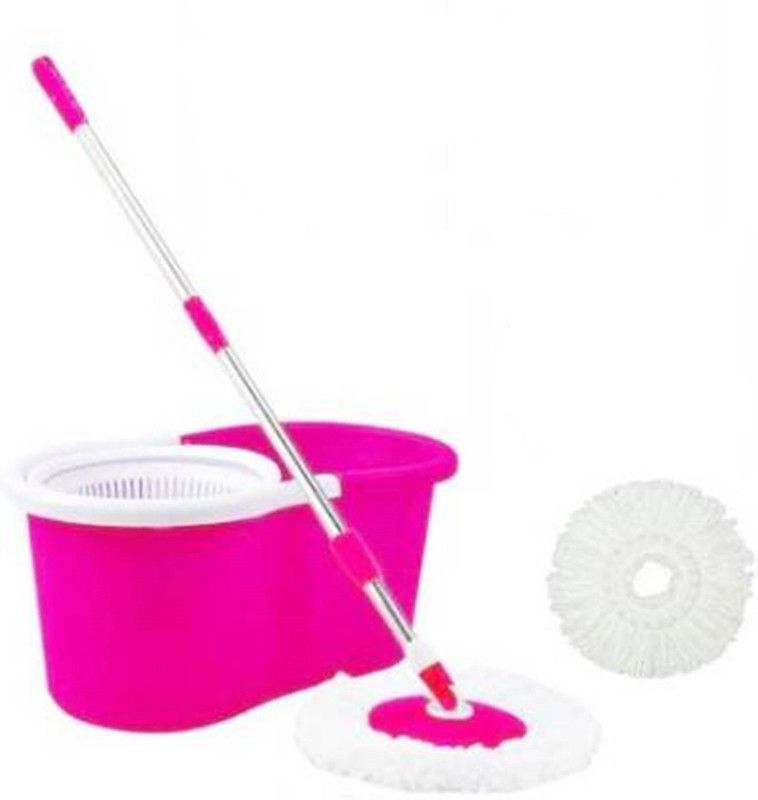 Navsatmbh 360° Spin Floor Cleaning Easy Advance Tech Bucket PVC Mop & Rotating Steel Mop Set