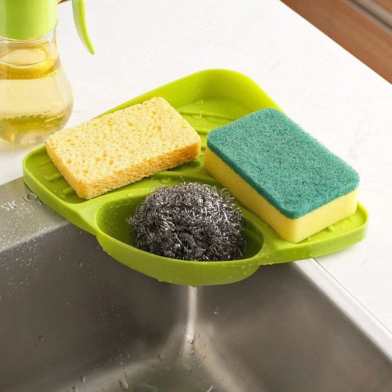 V K Company Multipurpose Plastic Wall Mounted Kitchen Sink Tool Corner Storage Rack. (Green)  (Green)