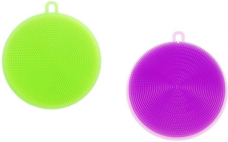 QWEEZER 2 Pcs |Silicone Washing Sponge Antibacterial Silicone Dish Scrubber Scrub Pad  (Regular, Pack of 2)