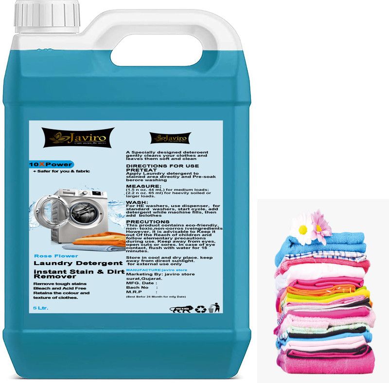javiro Laundry for Professional Fabric Care|Best For Machine Wash|Top-Load & Front Load Pearls Liquid Detergent  (5 L)