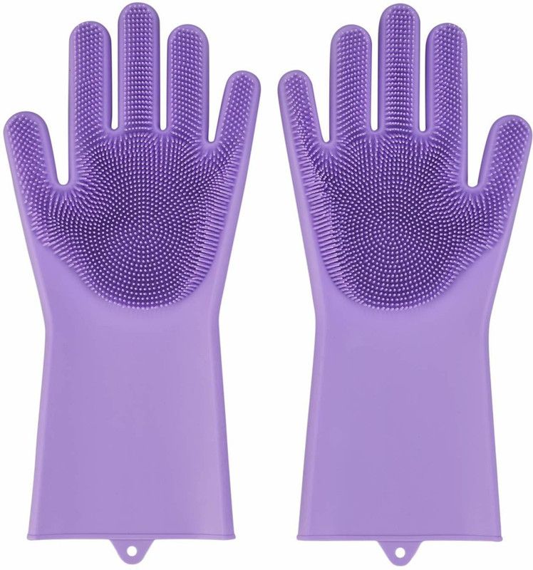 Kamview Silicone Dish Washing Gloves Wet and Dry Glove Set  (Free Size Pack of 2)