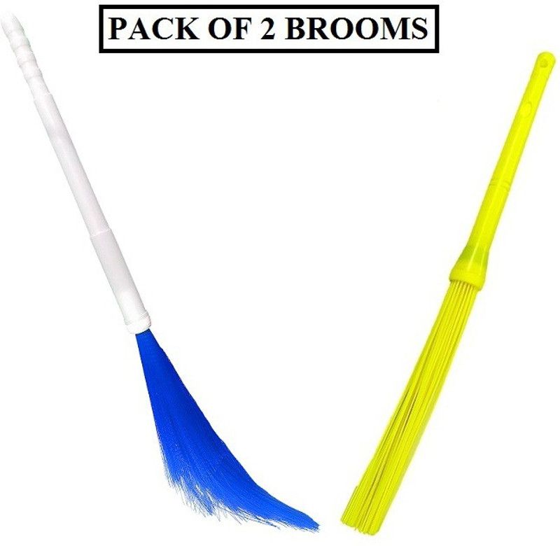 Cyber Sales Plastic, Silicone Wet and Dry Broom  (Blue, Yellow, 2 Units)
