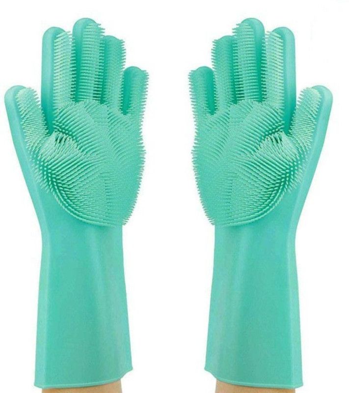 Asha Enterprises Silicon Gloves For Women Best Kitchen Tool Heat & Water Resistant Reusable Wet and Dry Glove  (Free Size)