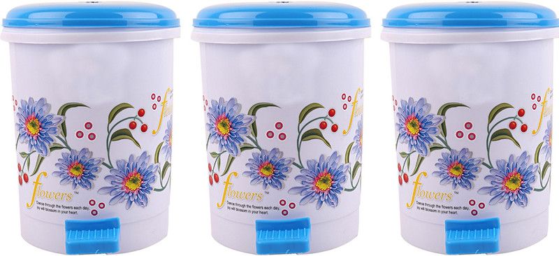 KUBER INDUSTRIES Plastic Dustbin/Garbage Bin (Blue) Set of 3 Pcs Plastic Dustbin  (Blue, Pack of 3)