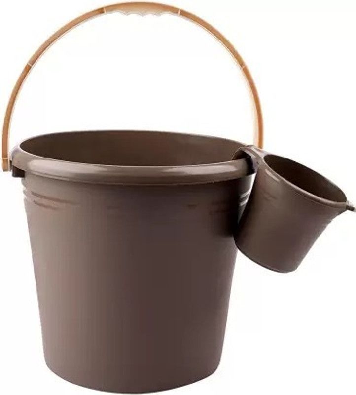 YASHODEEP PLASTIC New Standard Quality Plastic Frosty Bucket (16L) & Mug (1.5 L) Set Of 2 (Brown) 16 L Plastic Bucket  (Brown)