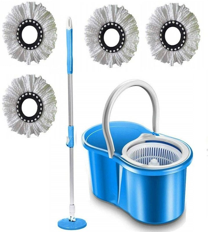Gentech Elegant Blue Wet & Dry Bucket Magic Mop - [With 4 Refills] Mop Set  (Blue)