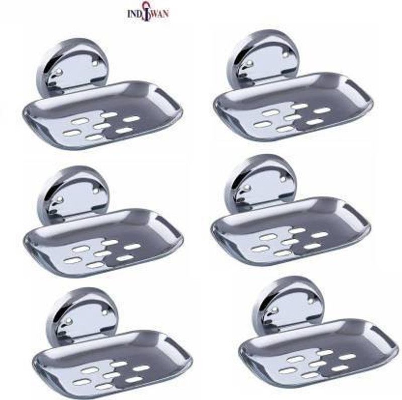 INDISWAN Pack Of 6 Stainless Steel Silver Rustproof Soap Holder For Bathroom  (Silver)