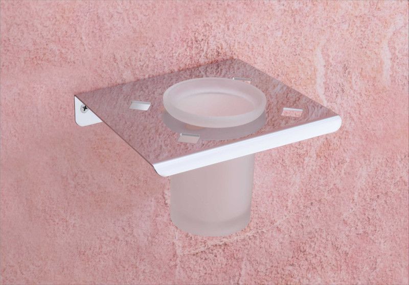 orce bath article Stainless Steel, Glass Toothbrush Holder  (Silver, Wall Mount)