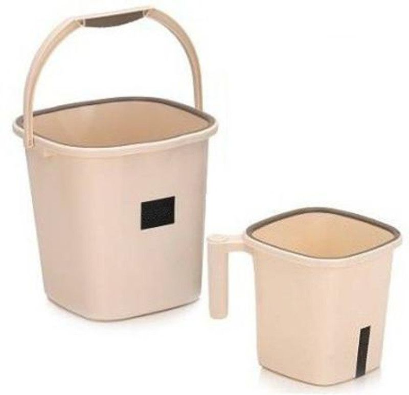 AK HUB New Standard Plastic Bathroom Set Bucket ( 18 L ) & Mug ( 1.5 L ) 18 L Plastic Bucket  (Beige)