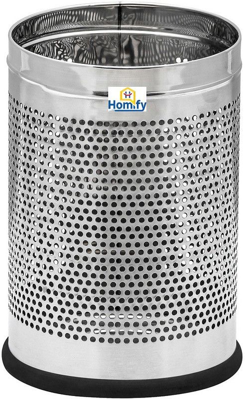 HOMIFY S S Dustbin perforated dustbin for office home kitchen stainless steel dustbin Stainless Steel Dustbin  (Steel)