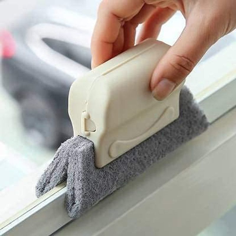 SEAHAVEN Sliding Window Slot Track Groove Dust Cleaner Remover Brush Tool Sponge Wet and Dry Brush Sponge Dry Brush  (White)