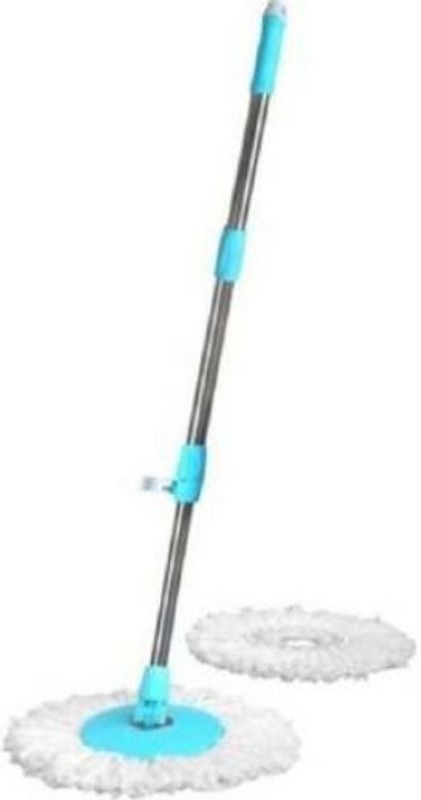 MOBONE ™ genuine Quality Mop Stick With Free 2Pcs Micro Fiber Refill Mop Head and Rod  (Blue)