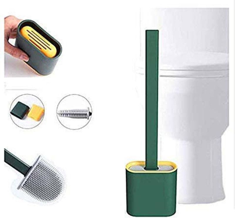 ShoppyCharms Silicone Toilet Brush with Holder Stand for Bathroom Cleaning (Multicolor)  (Multicolor)