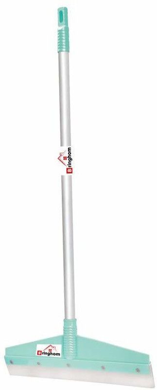 Bringhom Iron and Plastic Small Size Bathroom Floor Cleaning Wiper Water Squeegees (Handle : 24in, Flap : 12in, 1U Aqua Green) Floor Wiper