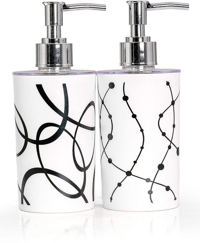 MOBONE Combo-(Pack of 2) Empty Plastic Liquid Soap Cream Shampoo Dispenser Bottle for Bathroom 350 ml Liquid, Shampoo, Gel, Conditioner, Sanitizer Stand Dispenser  (White)
