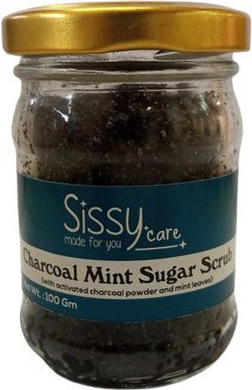 SISSY CARE CHARCOAL MINT SUGAR HERBAL SCRUB FOR DEAD SKIN REMOVAL- 100GM Scrub Pad  (Medium)