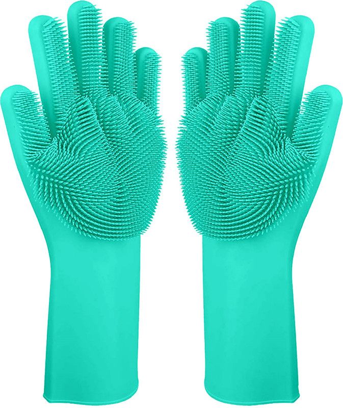 Flipkart SmartBuy Silicon Household Safety Wash Scrubber Heat Resistant Kitchen Gloves for Dish washing, Cleaning, Gardening Wet and Dry Glove  (Free Size)