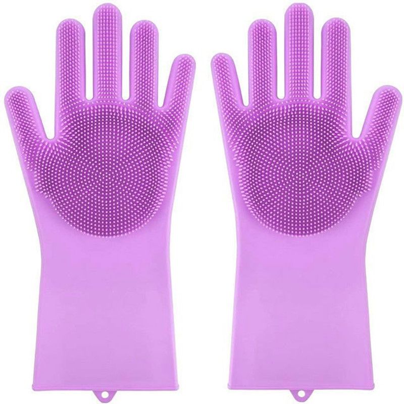 kukmak Free Size Antibacterial Silicone Dishwashing Gloves Heat Resistant Kitchen Gloves For Cleaning, Gardening Wet and Dry Glove  (Free Size)