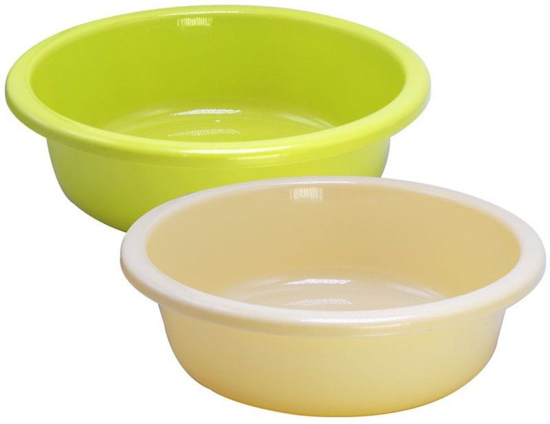 Wonder Plastic Tub Heavy Quality Tub Set, 2 pc Tub 7 Ltr, Yellow Green Color, Made In India, KBS06656 7 L Plastic Bucket  (Yellow, Green)