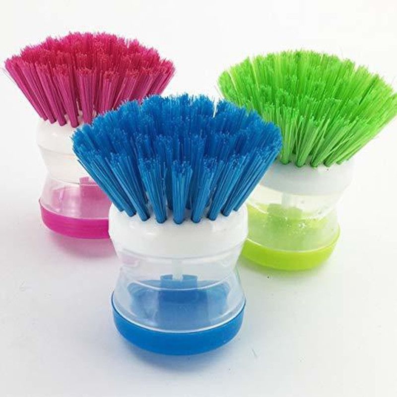 chapo Washbasin Sink cleaning Plastic brush with self liquid soap dispenser Cleaning Brush Nylon Wet and Dry Brush (PACK OF-3) Nylon Wet and Dry Brush  (Multicolor, 3 Units)