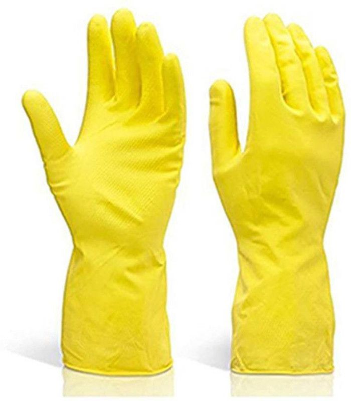 MOOZICO Cleaning Gloves Reusable Rubber Hand Gloves, Stretchable Gloves for Washing Cleaning Kitchen Garden Wet and Dry Glove Set  (Free Size Pack of 2)