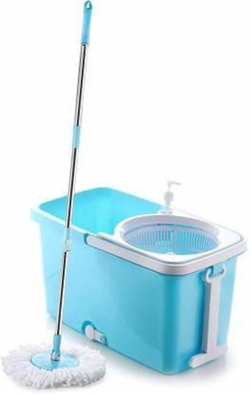 PRAGATI SALES Standard Plastic Microfiber Spinning Head and 1 Extra Refills Mop Set Mop