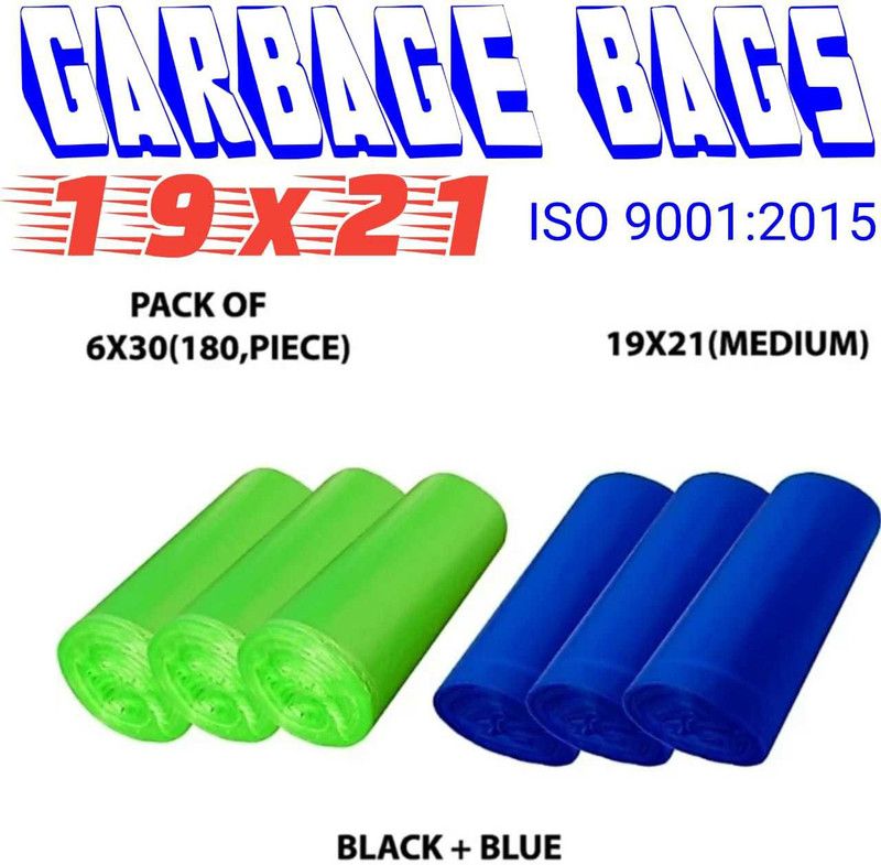 BRUOST garbags 19x21 green ,blue 06 roll 12 ltr Medium 12 L Garbage Bag  (180Bag )