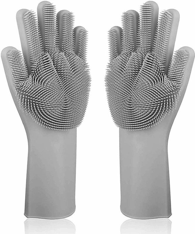 royal decor Magic Silicone Gloves Scrubbing Gloves Wet and Dry Disposable Glove  (Free Size)