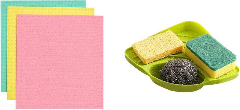 batwada export Kitchen for Washing Dishes, Sponge Wipe,Plastic Sink Corner Rack for Kitchen Cleaning Wipe