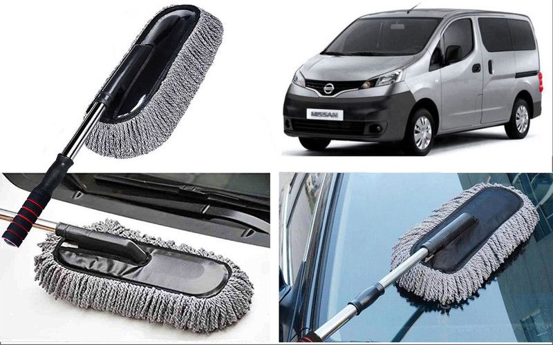 Selifaur D294 Microfiber Flexible Duster, Car Cleaning Brushes, Dry / Wet Home, Kitchen, Office Cleaning Brush with Expandable Handle Evalia Wet and Dry Duster Set