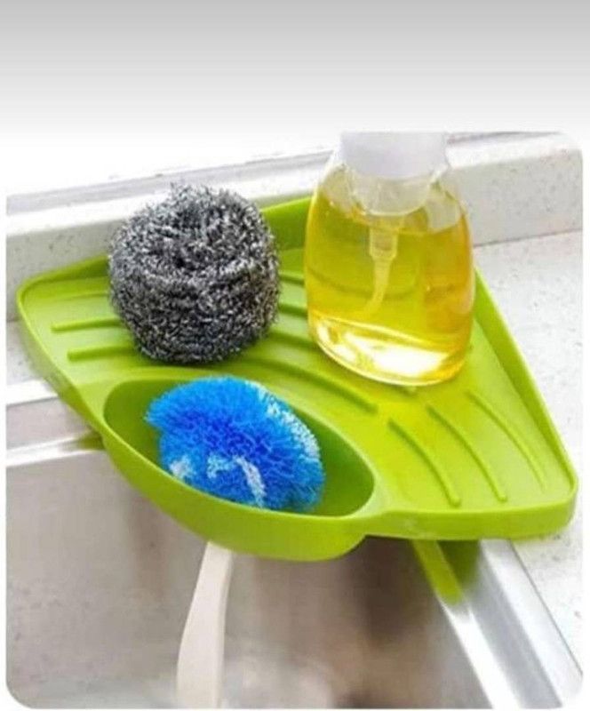 VEDRID Multipurpose Must Have Corner Sink Wash Basin Storage Organizer Dish Drainer Kitchen Rack  (Green)