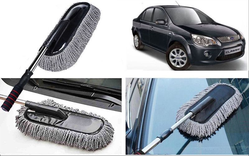 Selifaur D80 Microfiber Flexible Duster, Car Cleaning Brushes, Dry / Wet Home, Kitchen, Office Cleaning Brush with Expandable Handle Fiesta Classic Wet and Dry Duster Set