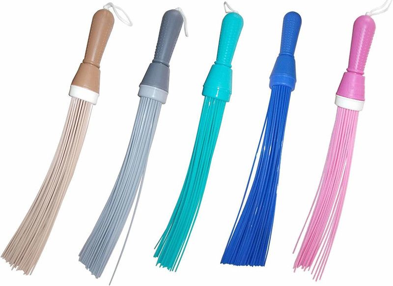 batwada export Kharata Plastic Hard Bristle Broom Plastic Wet and Dry Broom  (Multicolor, 5 Units)