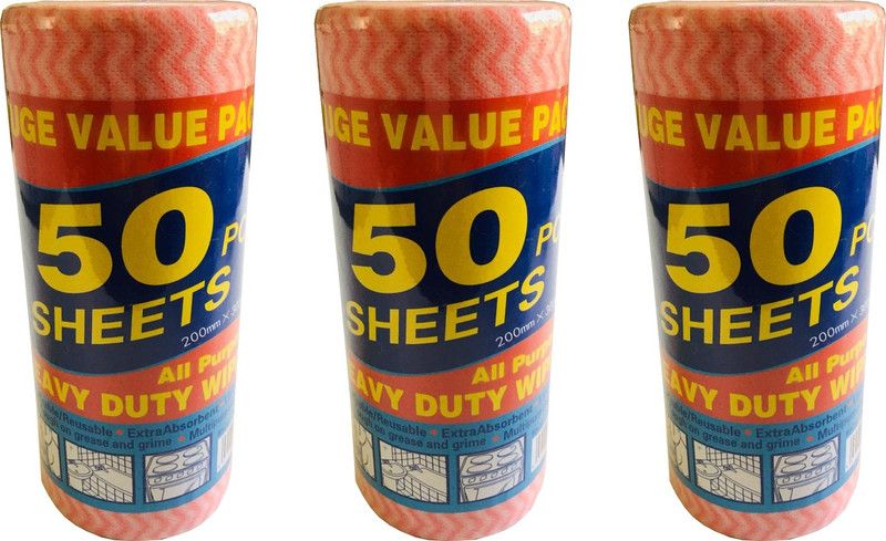 Amazing 3 X 50 Sheets Napkin roll Reusable Non-woven Fabric Washable Cleaning Cloth Wipe  (1 Ply, 150 Sheets)