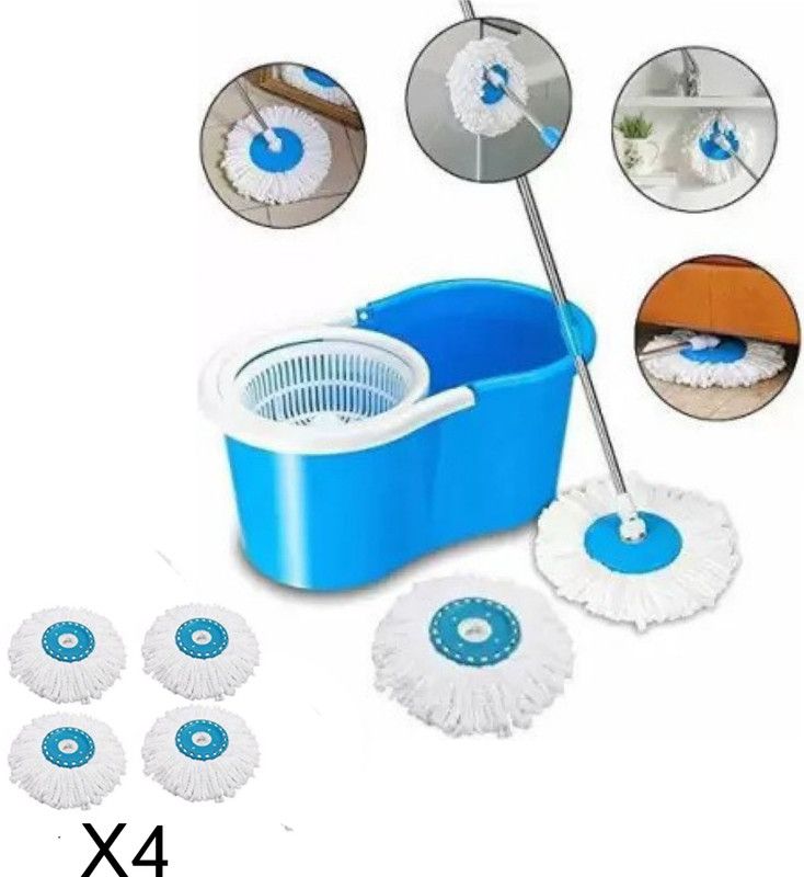 JOYNAA Spin Bucket Mop Set for Best 360 Degree Easy Magic Cleaning, With 4 Refill Mop Set