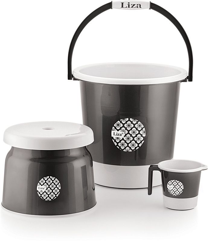 Liza 22 L Plastic Bucket  (Grey)