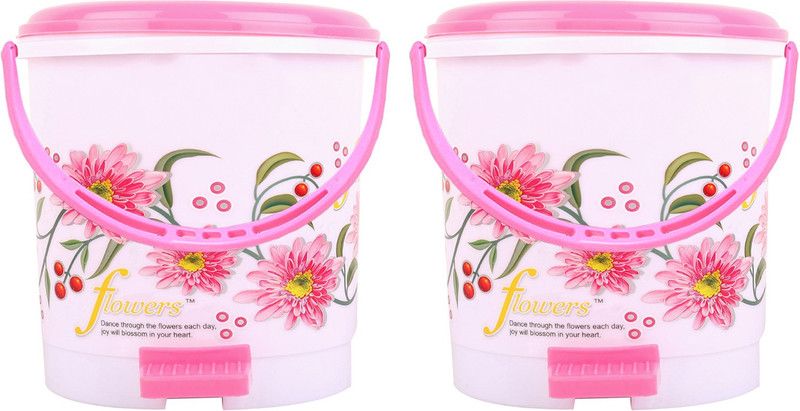 KUBER INDUSTRIES 2 Pcs Virgin Plastic Big Size Dustbin/Garbage Bin (Pink) CTKTC1964 Plastic Dustbin  (Pink, Pack of 2)