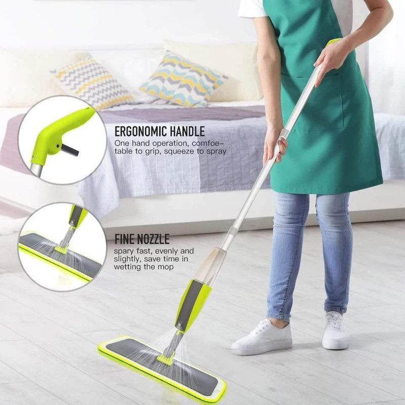 Eyelet Cleaning 360 Degree Healthy Spray Mop with Removable Washable Cleaning Pad Flat Mop  (Green)