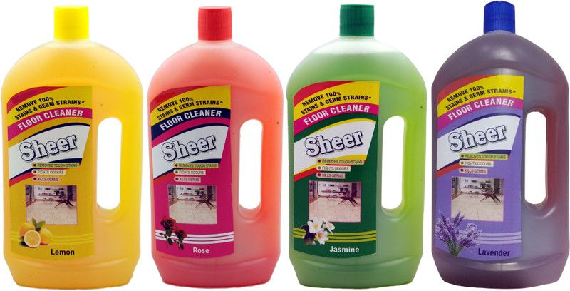 Sheer Disinfectant Floor Cleaner4X900ml (Combo Pack Rose,Jasmine,Lemon,Lavender) Rose,Jasmine,Lemon,Lavender  (4 x 900 ml)
