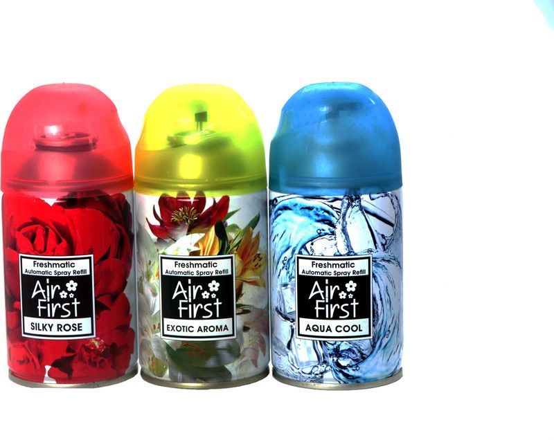Air first Freshmatic Automatic Spray Refill |, SILKY ROSE, EXOTIC AROMA, AQUA COOL Refill  (3 x 250 ml)